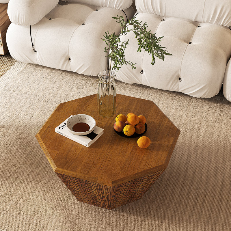 Table basse 31,5 "octogonale en bois d'hévéa, Naturel