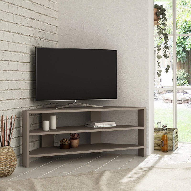 Modern TV Stand with Wall-Mount Option, Light Mocha, 44.9 x 17.7 x 14.2 inches | 100% Melamine Coated Particle Board, Thickness: 0.7 inches | Multiple Shelves for Storage, Stylish and Functional Design for Living Room