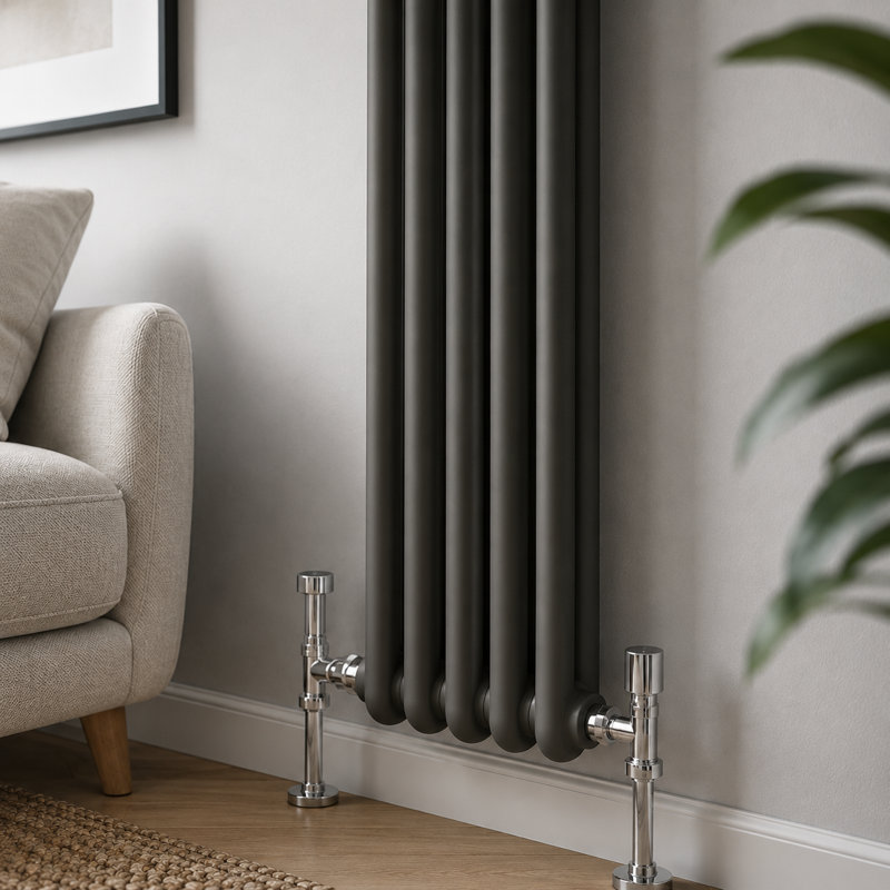 Uxbridge Vertical Traditional Colosseum Radiator, 1800mm H x 200mm W x 70mm D, Anthracite