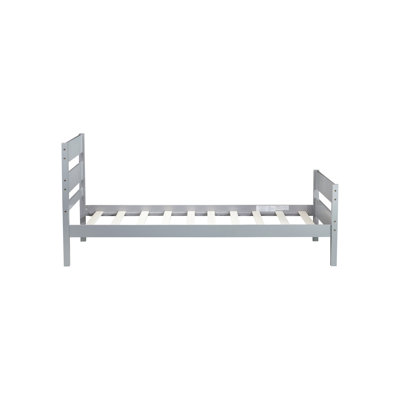 Twin Bed In Grey, Headboard And Included, Rubber Wood Craftsmanship, Spacious Storage, Easy To Assemble Put Together