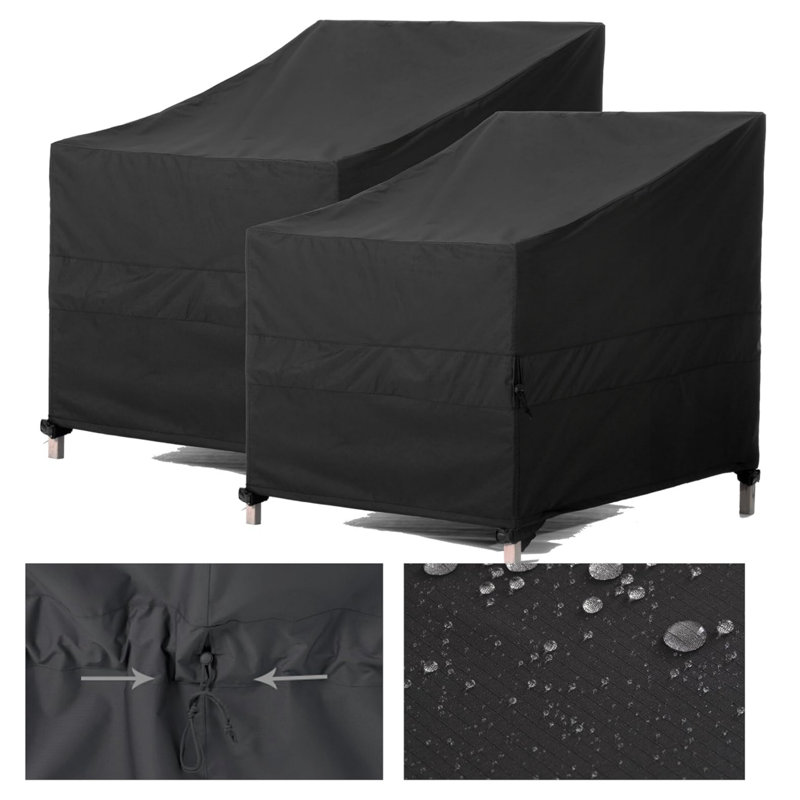 Heavy Duty Outdoors Garden Chair Covers Adirondack Chair Waterproof 84 x 86 x 82 cm 2 Pack Black