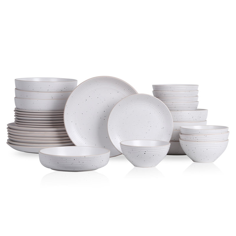 Stone Lain Lauren 32-Piece Dinnerware Set Stoneware, White