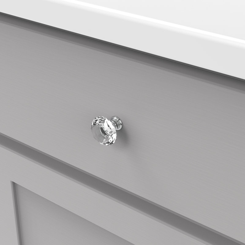 Heritage Designs Traditional Round Knob - 1-1/4 " Diameter Cabinet Knob Glass with Chrome - Glam Hardware for Drawers & Cabinets
