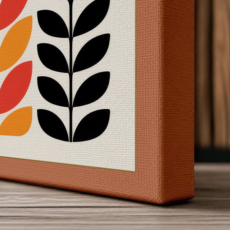 Symmetrical Petals Mid-Century - Wrapped Canvas, Terracotta Border, 30x20 - 76.2 x 50.8 cm