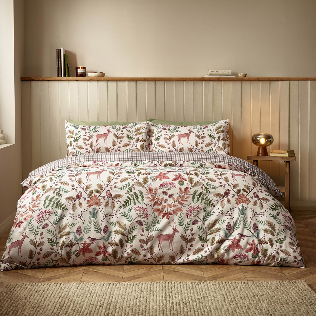 Catherine Lansfield Unisex Cream Woodland Stag Duvet Cover Set In | Size: Double - Image 5