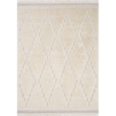 Tapis crème à treillis géométrique High-Low Neutral
