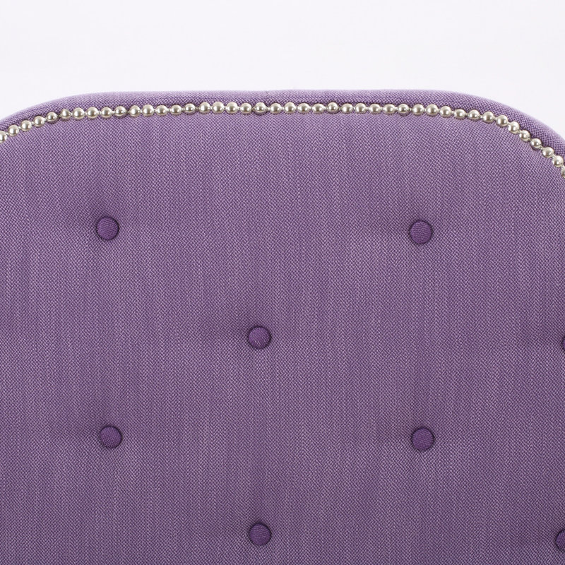 Tête de lit simple en tissu semblable au lin mauve clair - Point de diamant touffeté avec garniture cloutée et pieds réglables en métal