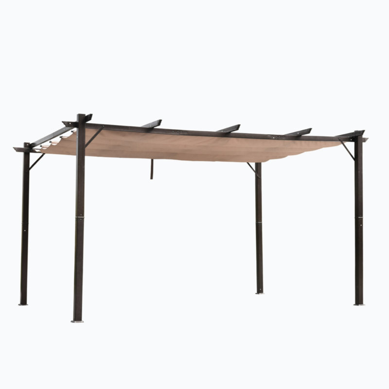 Aluminum Retractable Pergola Canopy, Backyard Shade Shelter, 9.84 (ft) x 13.12 (ft)