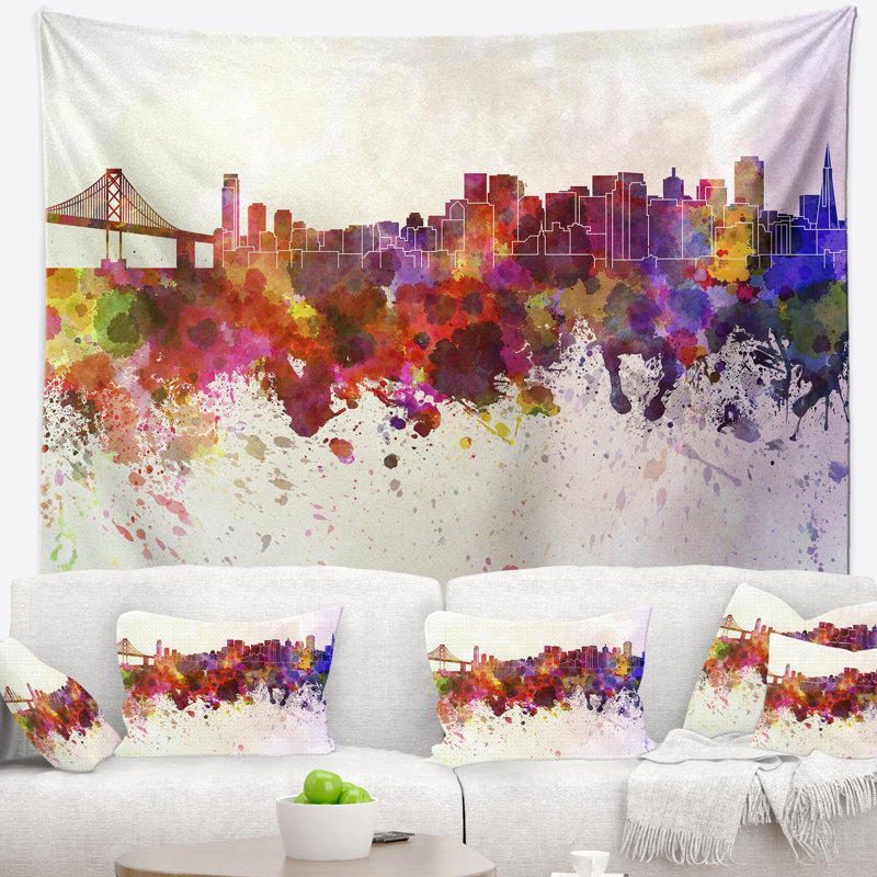 Tapisserie de san francisco skyline Cityscape, H 32 po x l 39 po