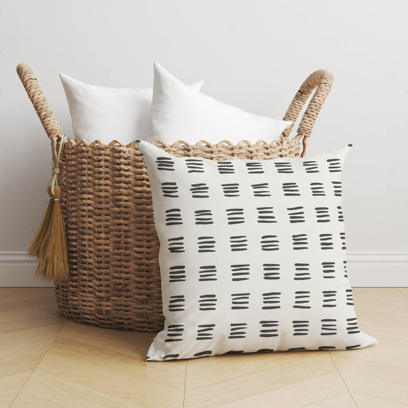 Dash Ivory Charcoal Throw Pillow, 18"H x 18"W