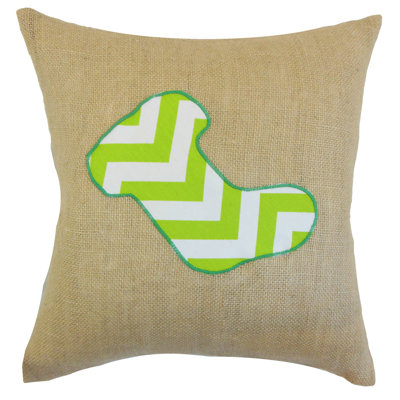 Holiday Christmas Stocking Burlap Throw Pillow