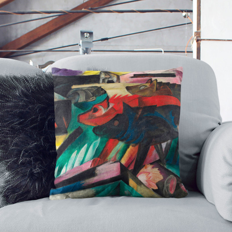 The Wolves Scatter Cushion with Filling, Black, 55cm H x 55cm W x 20cm D