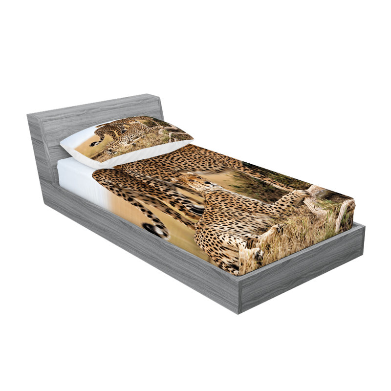 Drap-housse et coussin décoratif Ambesonne, Ensemble de draps pour lit simple + 5 pièces supp