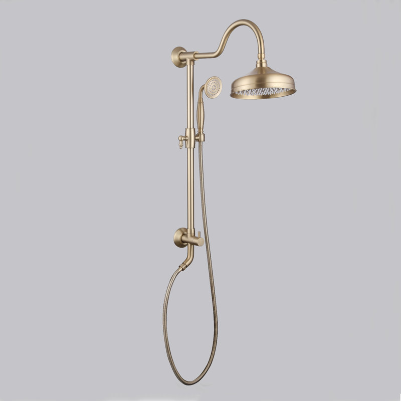 Dual Shower Head 1.8 GPM with Slide Bar (Valve Not Included), Brushed Gold