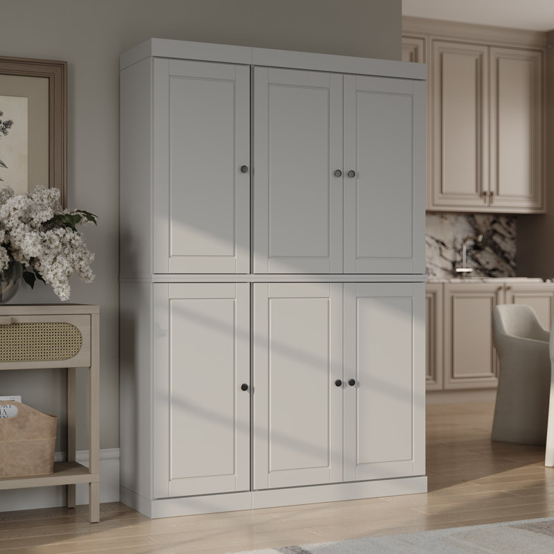 Nicu 100% Solid Wood Tall Kitchen Pantry Cabinet with Doors, Adjustable Shelves, Modular Kitchen Storage Cabinet, 48.5" W x 71.5" H