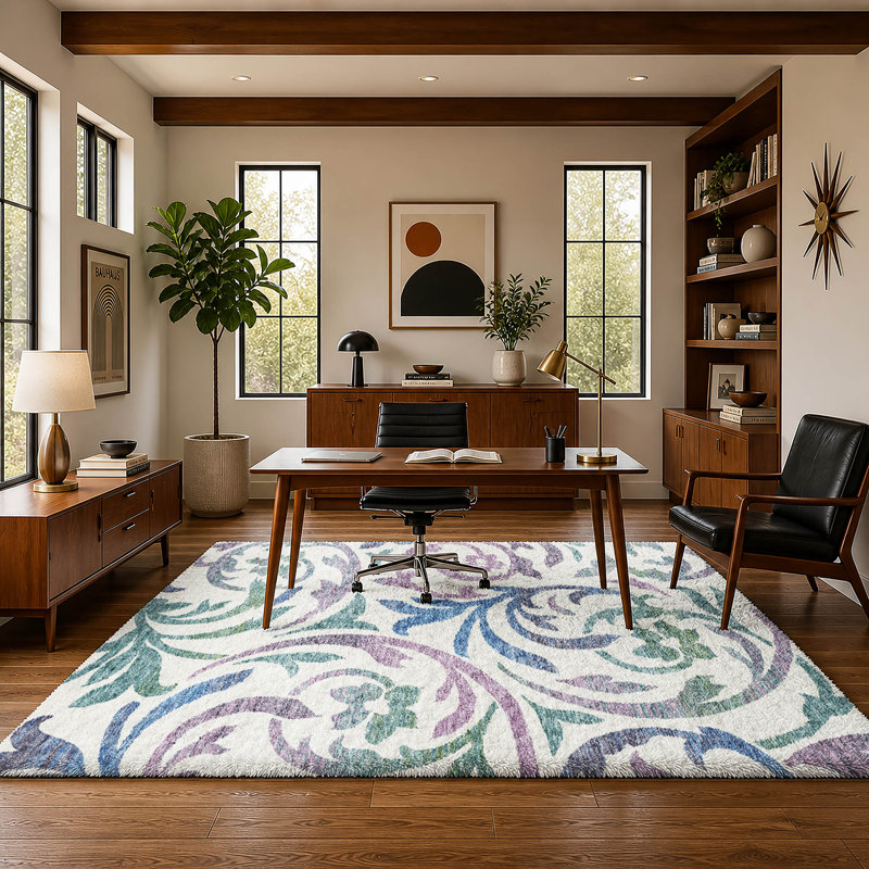 Tapis Dream Shag ADS764 à motifs tourbillonnants, lavable à la machine de qualité supérieure, White, 3' x 5'