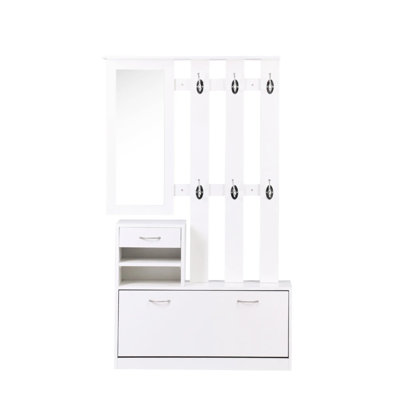 Armoire avec armoire à chaussures, étagère suspendue, miroir et beaucoup d'espace de rangement