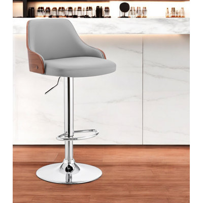 Aurick Faux Leather And Iron Adjustable Height Swivel Bar Chair by George Oliver