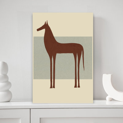 Art mural minimaliste, cheval brun abstrait minimaliste