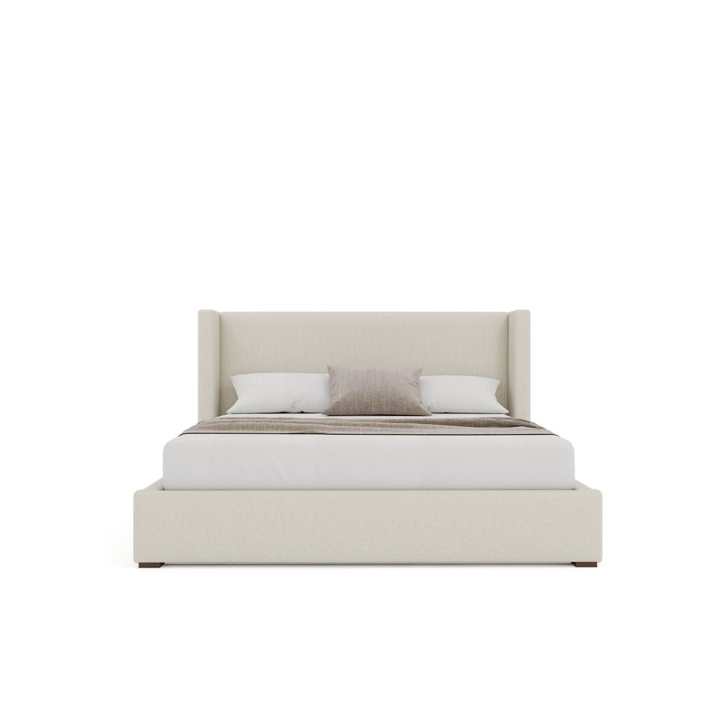 Vegan Leather Wingback Bed, King, Off White