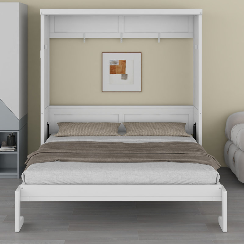 Le lit escamotable peut être plié dans une armoire pour économiser de l'espace, Full / Double, White