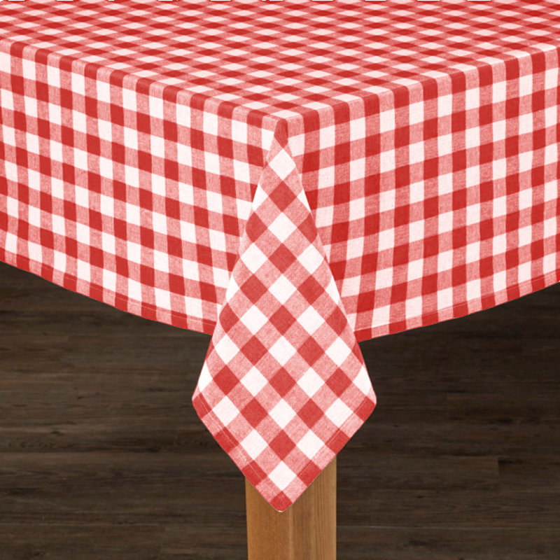Knopp Plaid 100% Cotton Tablecloth, Red, 90" Lx 60" W