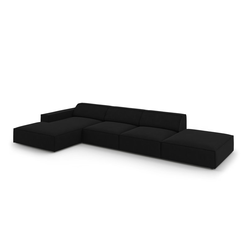 Jodie 5 Seater Corner Sofa, Black, Left Hand Facing