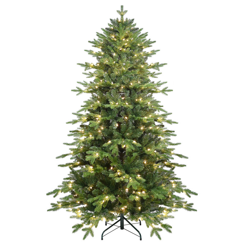 Arbre de Noël 4 pi 150 lumières blanc chaud 919 pointes Branche articulée avec base réaliste et facile à installer