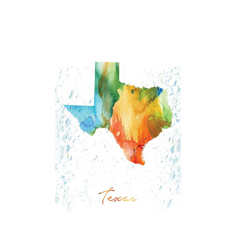 Texas State Colourful - Wrapped Canvas Painting, 30.48 cm H x 45.72 cm W
