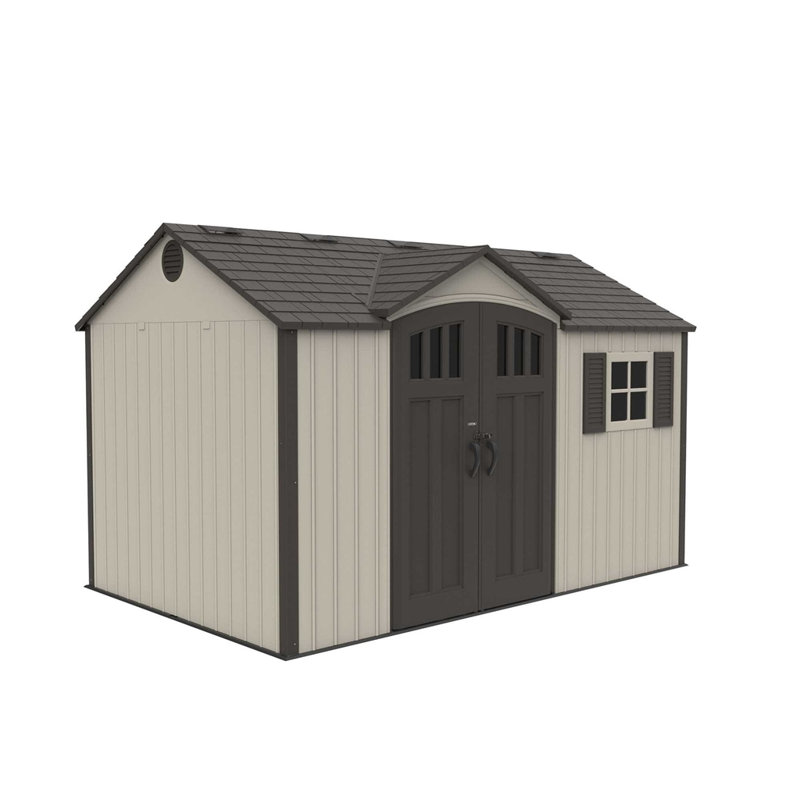 Breashears 15 ft. W x 8 ft. D Plastic/Metal Shiplap Steep Slope Garden Shed