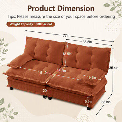 77 Inch Loveseat, Modern Sectional Sofa with Lattice Decored Cushions, Breathable Chenille Fabric for Ultimate Comfort and Style