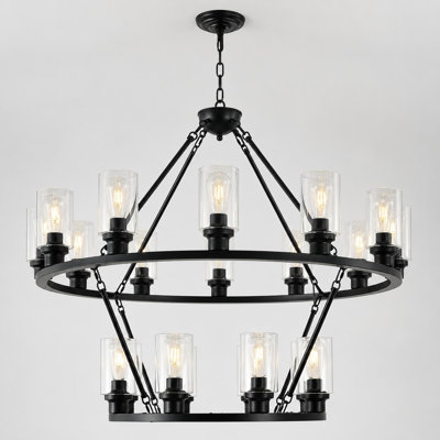 40" 2-Tier Wagon Wheel Chandelier