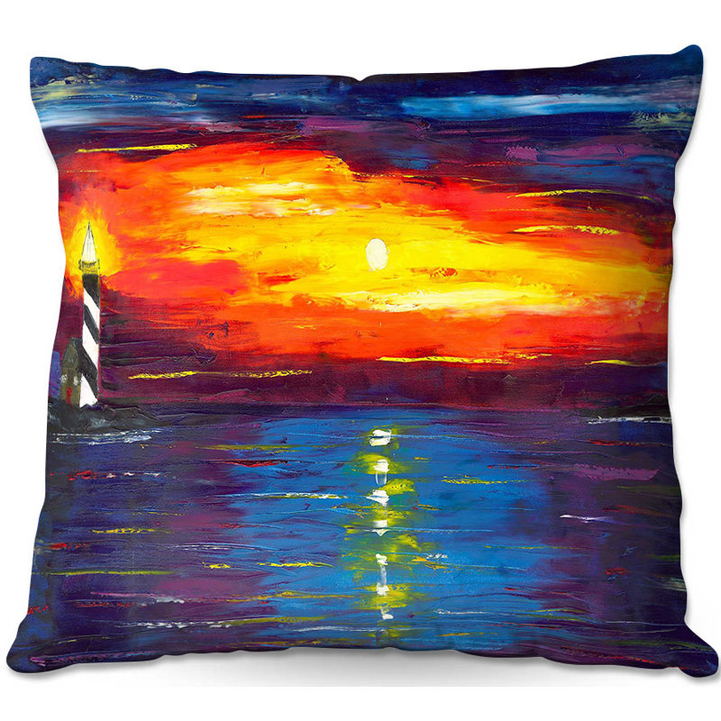 Coussin décoratif coucher de soleil à phare, H 18 po x l 18 po x P 5 po