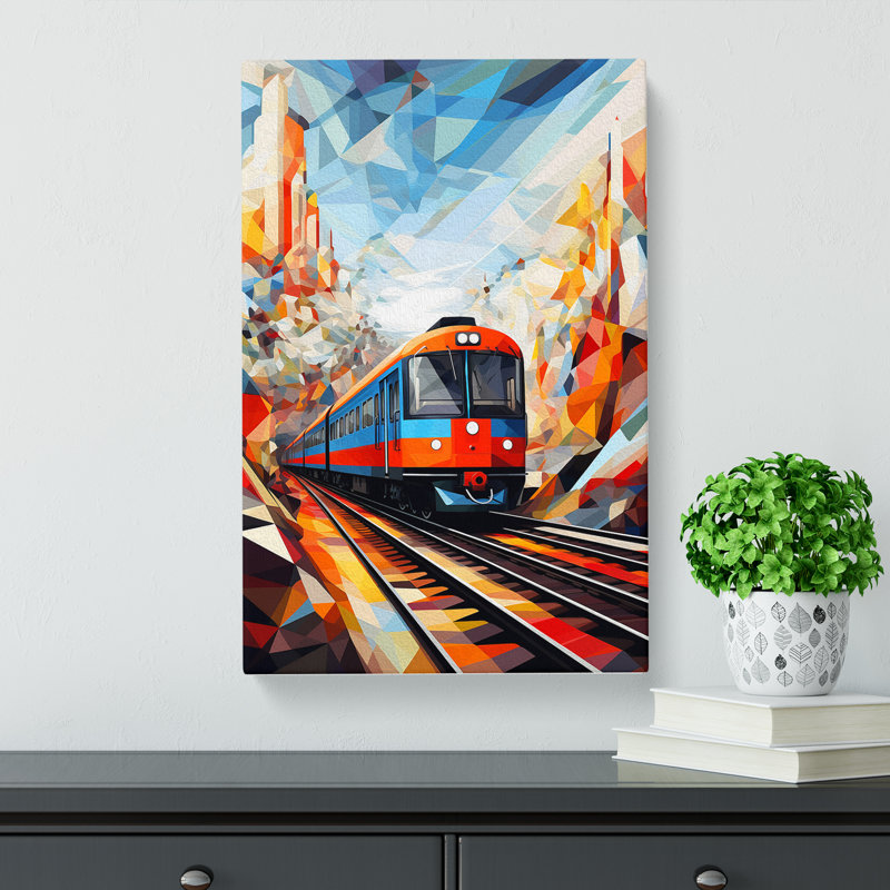 Train Geometric - No Frame Print, 60cm H x 40cm W x 3cm D