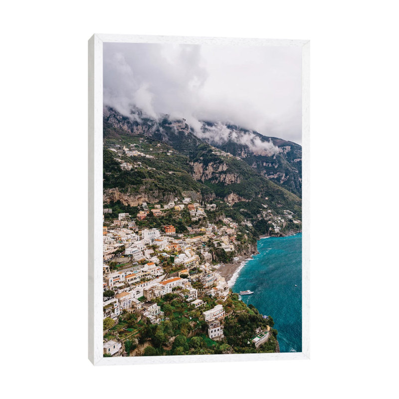 Stormy Positano II by Bethany Young - Print on Canvas, White Framed, 101.6cm H x 66.04cm W x 3.81cm D