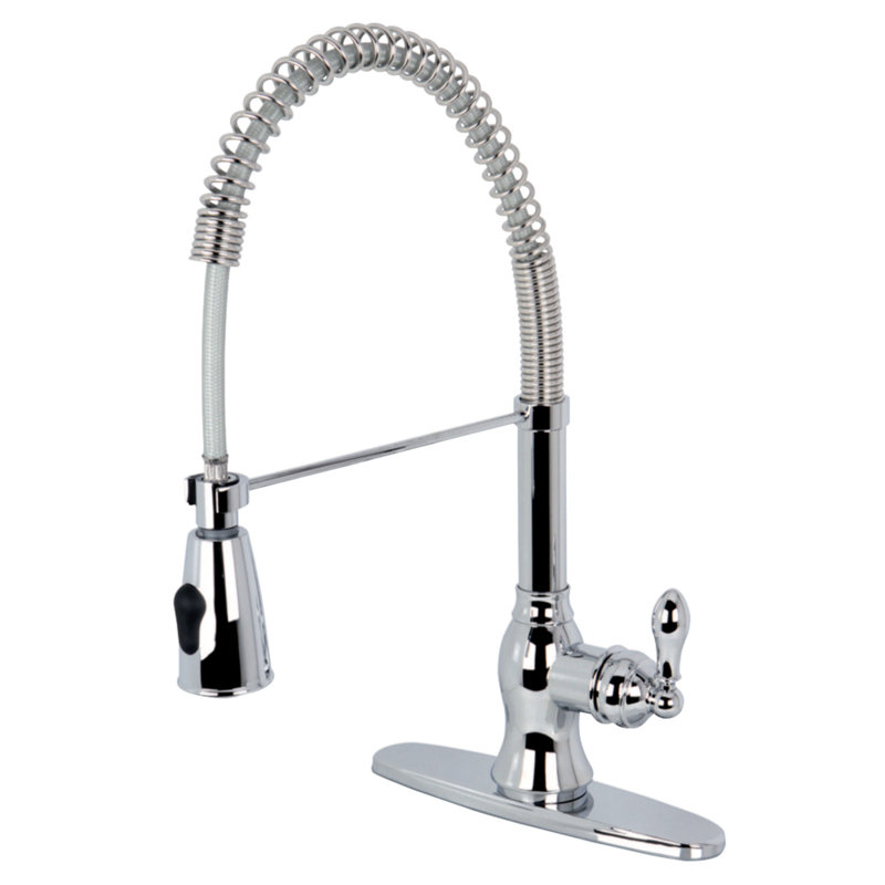 Robinet de cuisine pré-rinçage à fixation sur comptoir à 1 ou 3 trous Kingston, Chrome poli