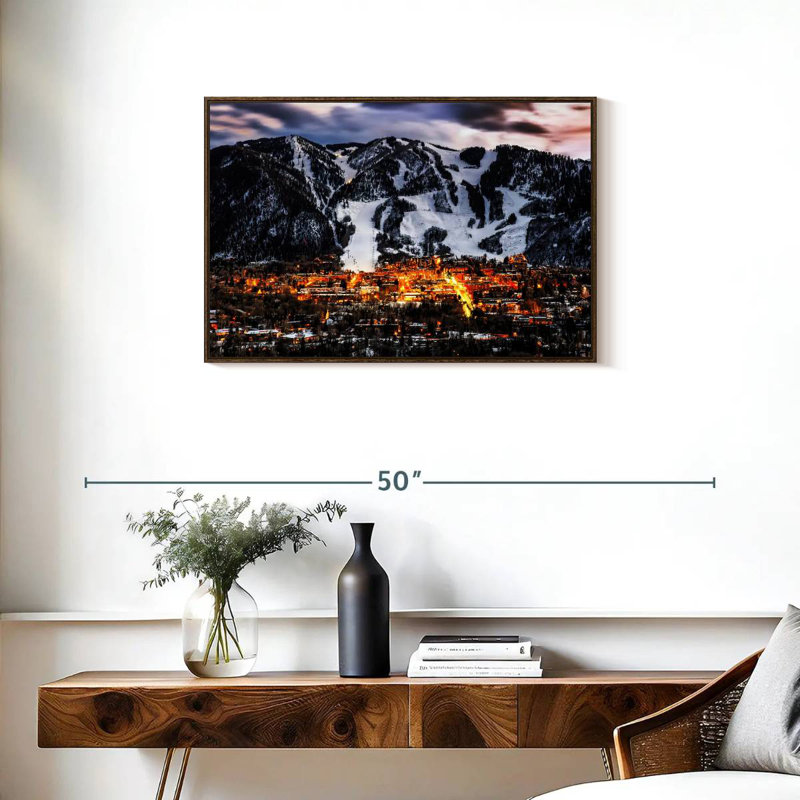 Aspen la nuit, Cadre flottant en noyer, 31 po x 21 po
