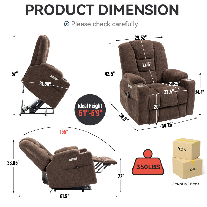 Fauteuil inclinable Darlene, Brun