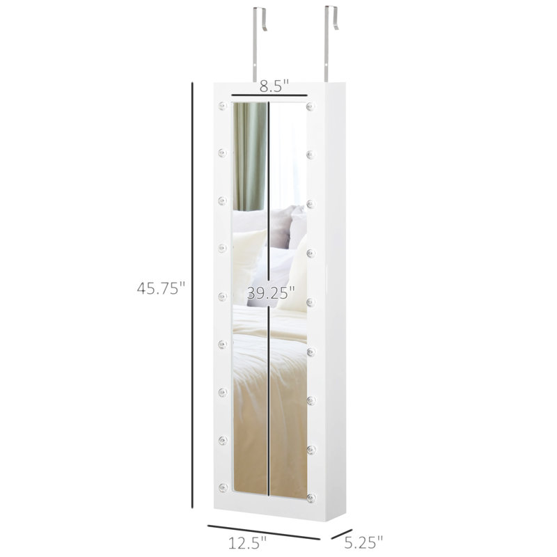 Armoire à bijoux avec miroir et 18 lumières DEL