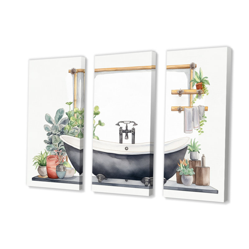 «Natural Bathroom Decor II», reproduction sur toile 3 pièces, H 28 po x l 36 po x P 1 po