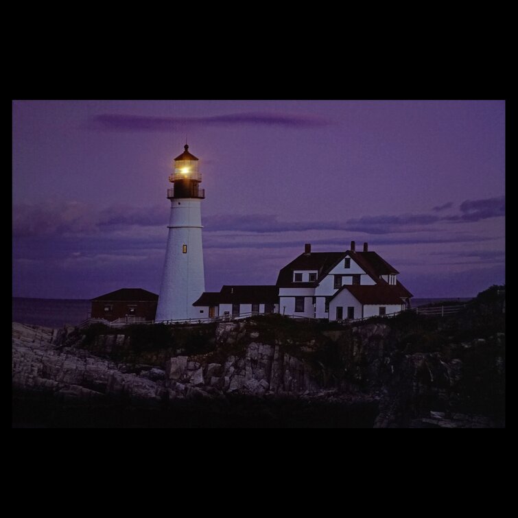 Vintage Paint by Number Lighthouse Coastal Seaside Painting Framed Large 27  x 21