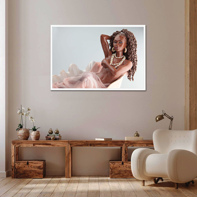 Good Black Art "Afrodite", art mural par PJ Harper | Édition limitée encadrée en bois | Prêt à être suspendu , 32" H x 48" W