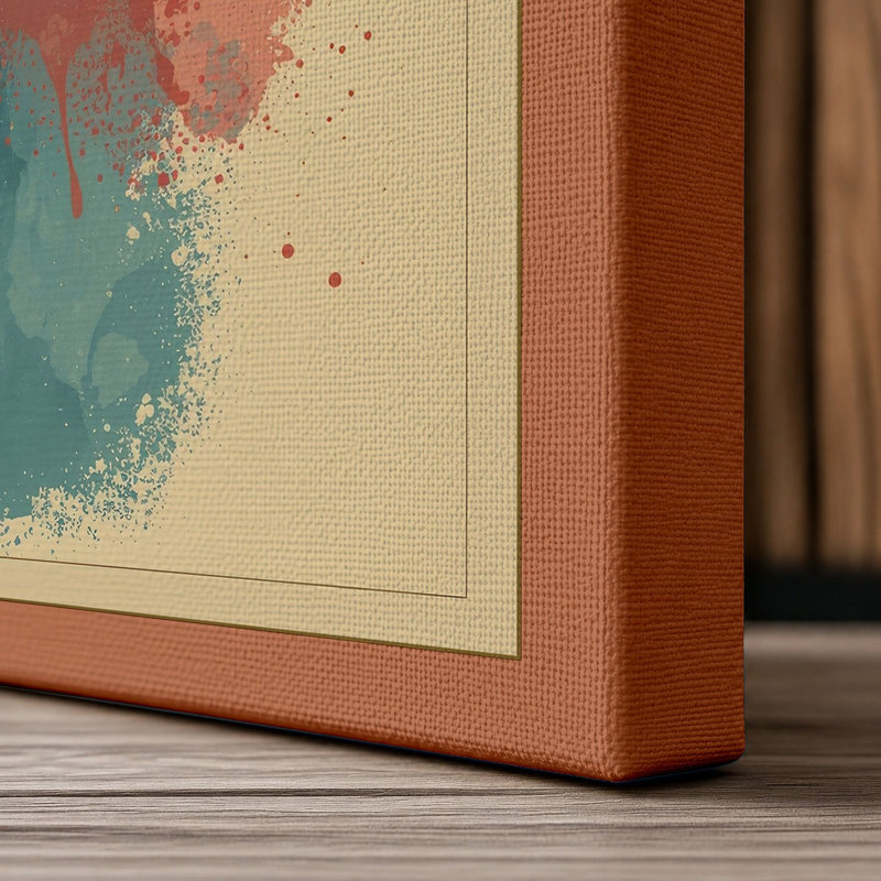Colour Drift Abstract 1 Piece Wrapped Canvas Wall Art, 18x12 - 45.7 x 30.5 cm, Terracotta Border
