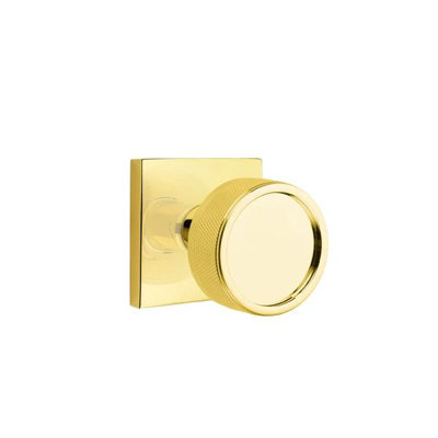 Emtek Select Privacy Interior Mortise w/ Square Rosette & Conical Stem, Knurled Knob (RH)