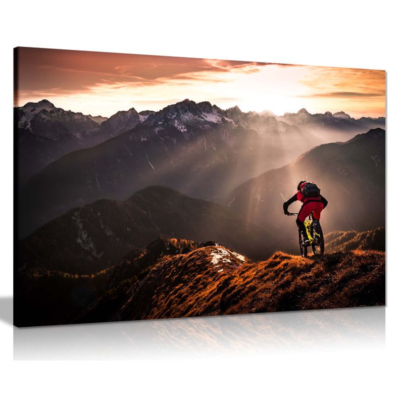 Mountain Bike Sunset - Wrapped Canvas Print, 51cm H x 76cm W