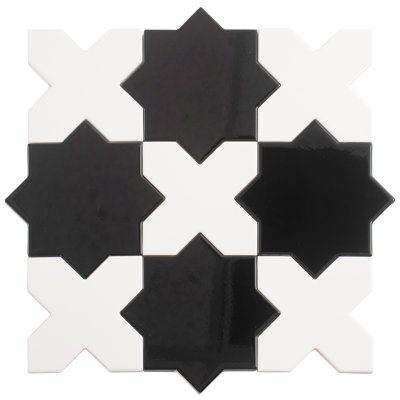 Siena 5 in. Dark Green Star with Pearl White Cross Glossy Ceramic Wall and Floor Tile (10.76 sq ft/case) - 54 Pack