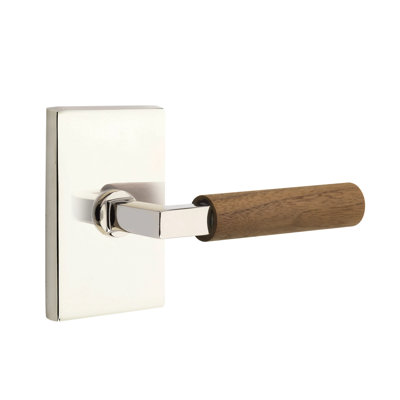 Ensemble de leviers d'intimité Emtek Select avec rosette rectangulaire moderne et tige carrée en L, poignée en noyer foncé