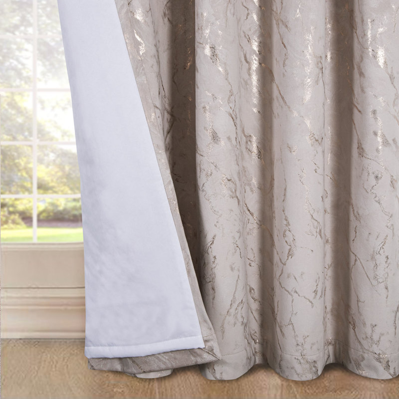 Foland Velour Room Darkening Curtain Pair, Cream, 165cm Width x 229cm Drop