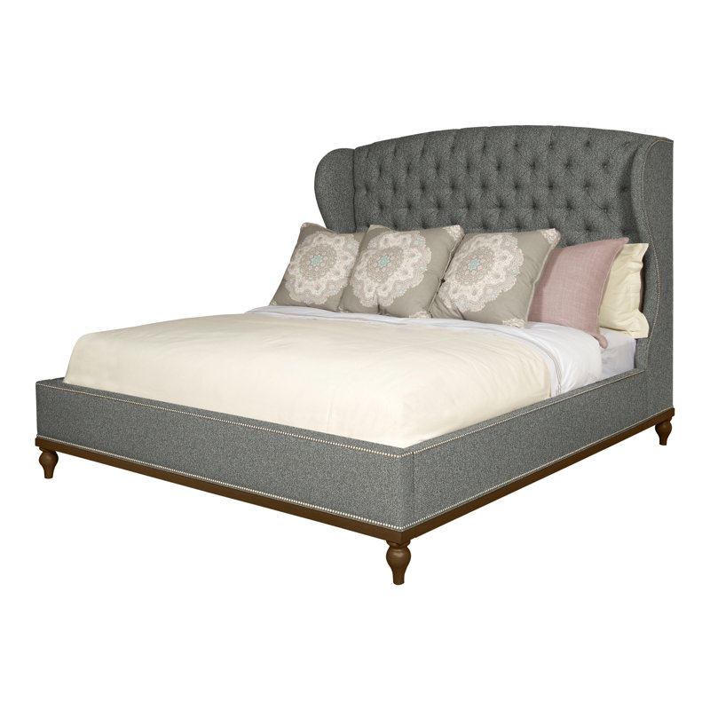 Emma Queen Upholstered Panel Bed, Navajo, Yes, Ian Pewter