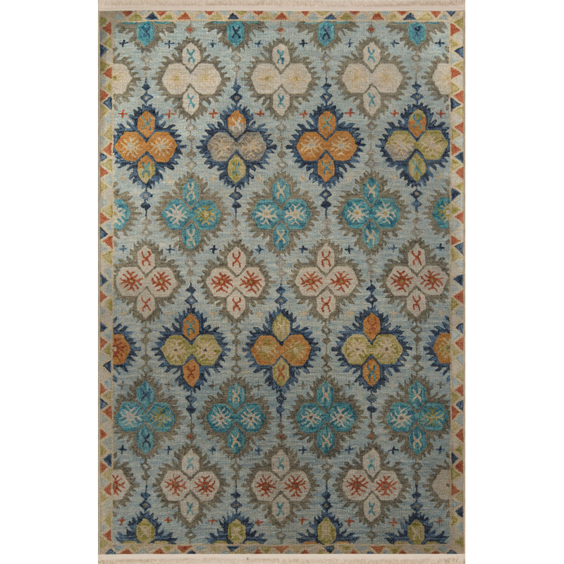 Tapis décoratif Creative Vintage avec un thème bleu clair et un motif traditionnel multicolore